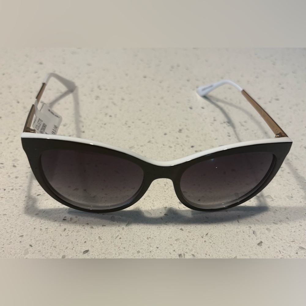 Christian Siriano Black and White Cat-Eye Sunglasses